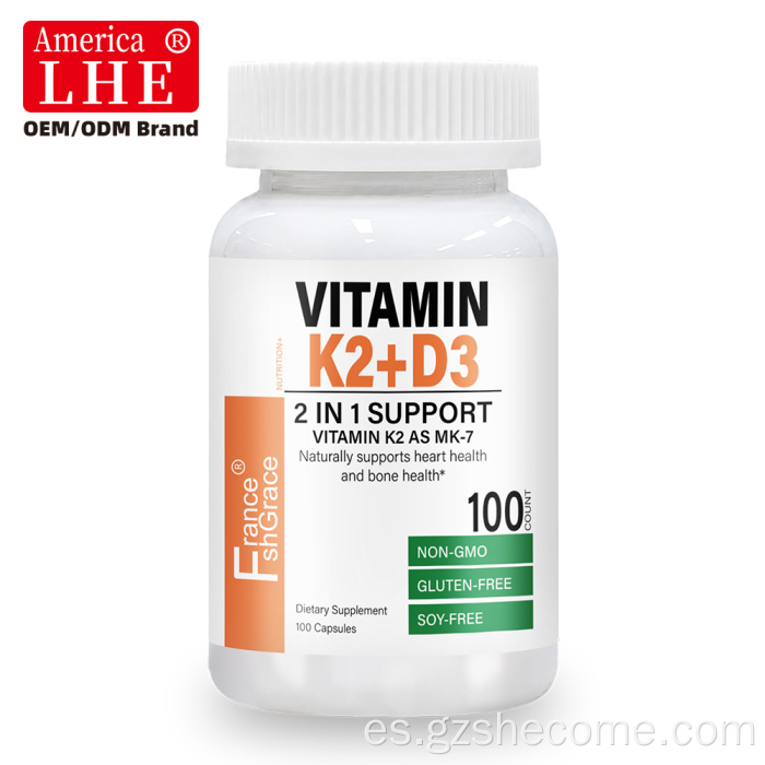 Shecome Vitamina K2 D3 Cápsulas Salud de los huesos del corazón